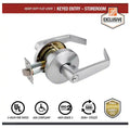 Heavy Duty Commercial Storeroom Lever Cylindrical Chassis ADA UL 3-Hour Fire ANSI Grade 2 Satin Chrome