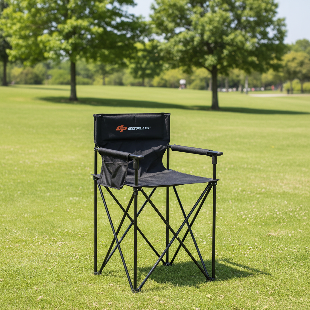 38 in. Black Folding Camping Chair with Carrying Bag