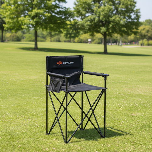 38 in. Black Folding Camping Chair with Carrying Bag