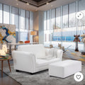 Costway White Kids Sofa Armrest Chair Couch Lounge Children Birthday Gift w/ Ottoman