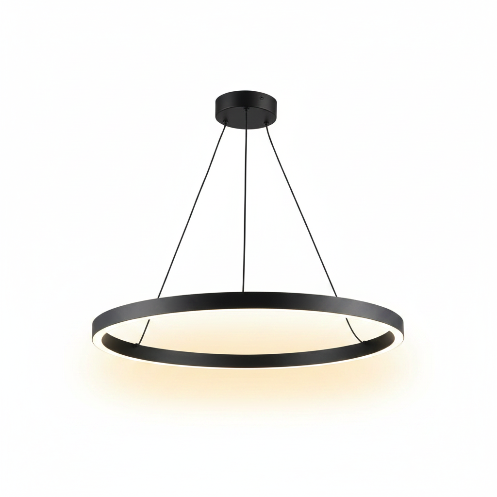 Monteaux Lighting 24 in. Integrated LED Black Circular Ring Pendant Light Fixture