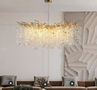 YUYI Modern Chandelier 47.2 in.18-Lights Gold Crystal Globe Chandelier for Dining Room, Living Room, Kitchen Island, Foyer