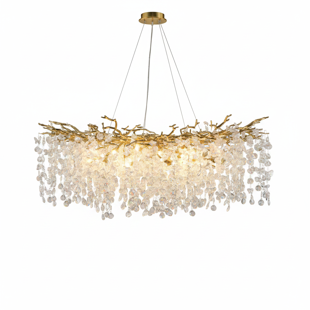 YUYI Modern Chandelier 47.2 in.18-Lights Gold Crystal Globe Chandelier for Dining Room, Living Room, Kitchen Island, Foyer