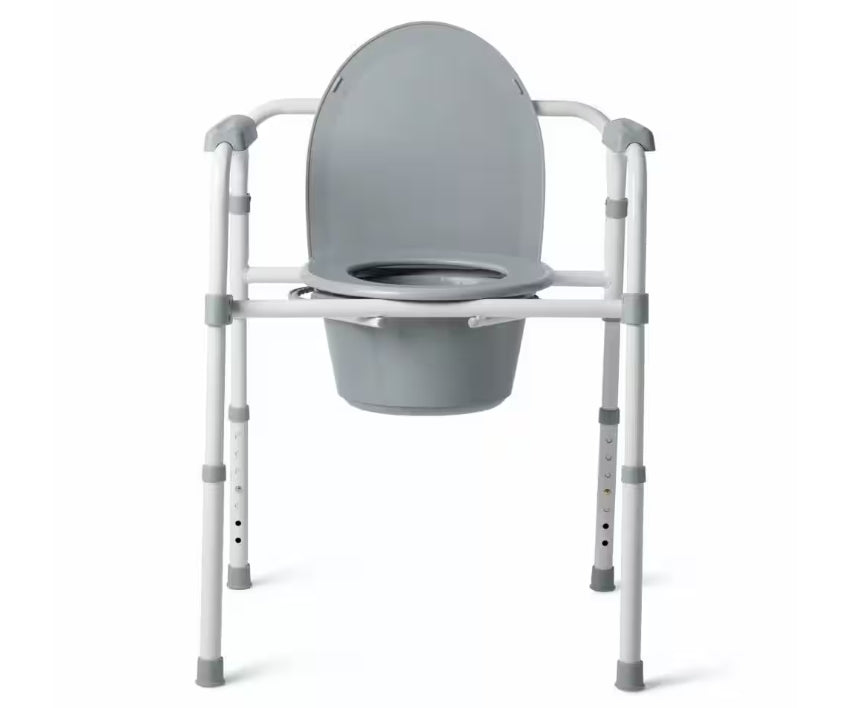 Medline 3-in-1 Steel Folding Bedside Commode Toilet Seat