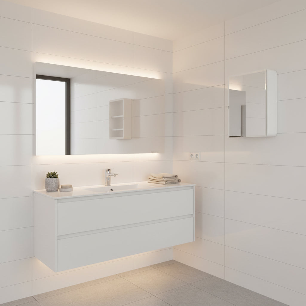Glacier Bay 16 in. W x 20 in. H Rectangular Recessed or Surface Mount Frameless Beveled Mirror Medicine Cabinet