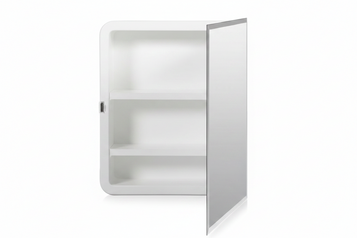 Glacier Bay 16 in. W x 20 in. H Rectangular Recessed or Surface Mount Frameless Beveled Mirror Medicine Cabinet