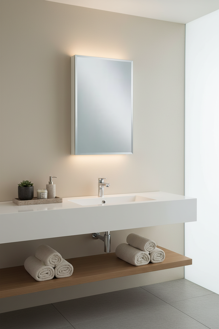 KOHLER 15 in. W x 26 in. H Beveled Single Door Recessed or Surface Mount Medicine Cabinet with Mirror Interior