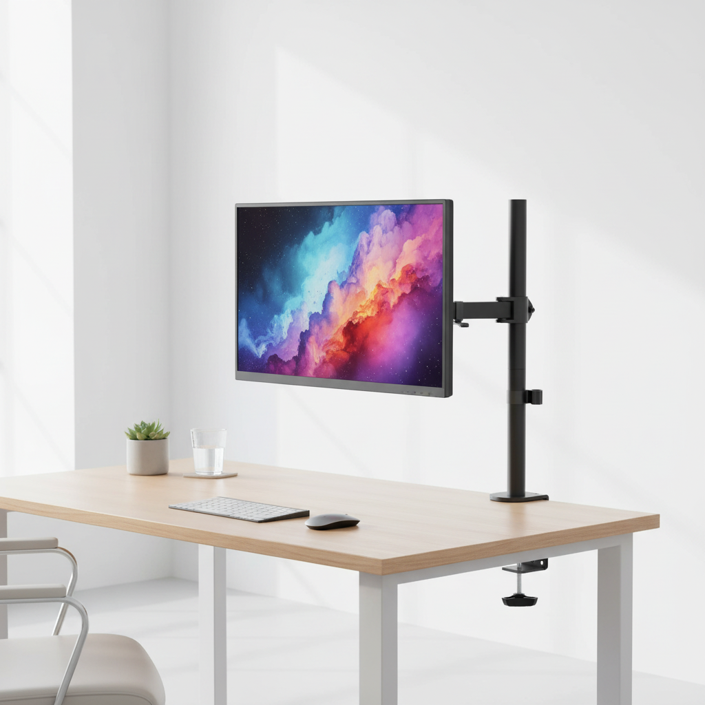 VIVO Single Monitor Mount Extra Tall Adjustable Stand Fits One Screen up to 32