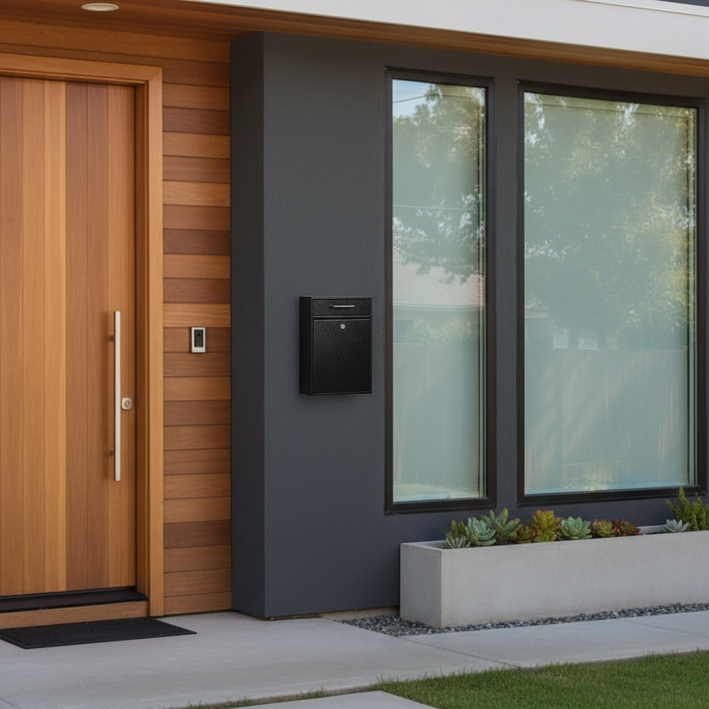 Mail Boss Olympus Locking Wall-Mount Drop Box with High Security Reinforced Patented Locking System, Black