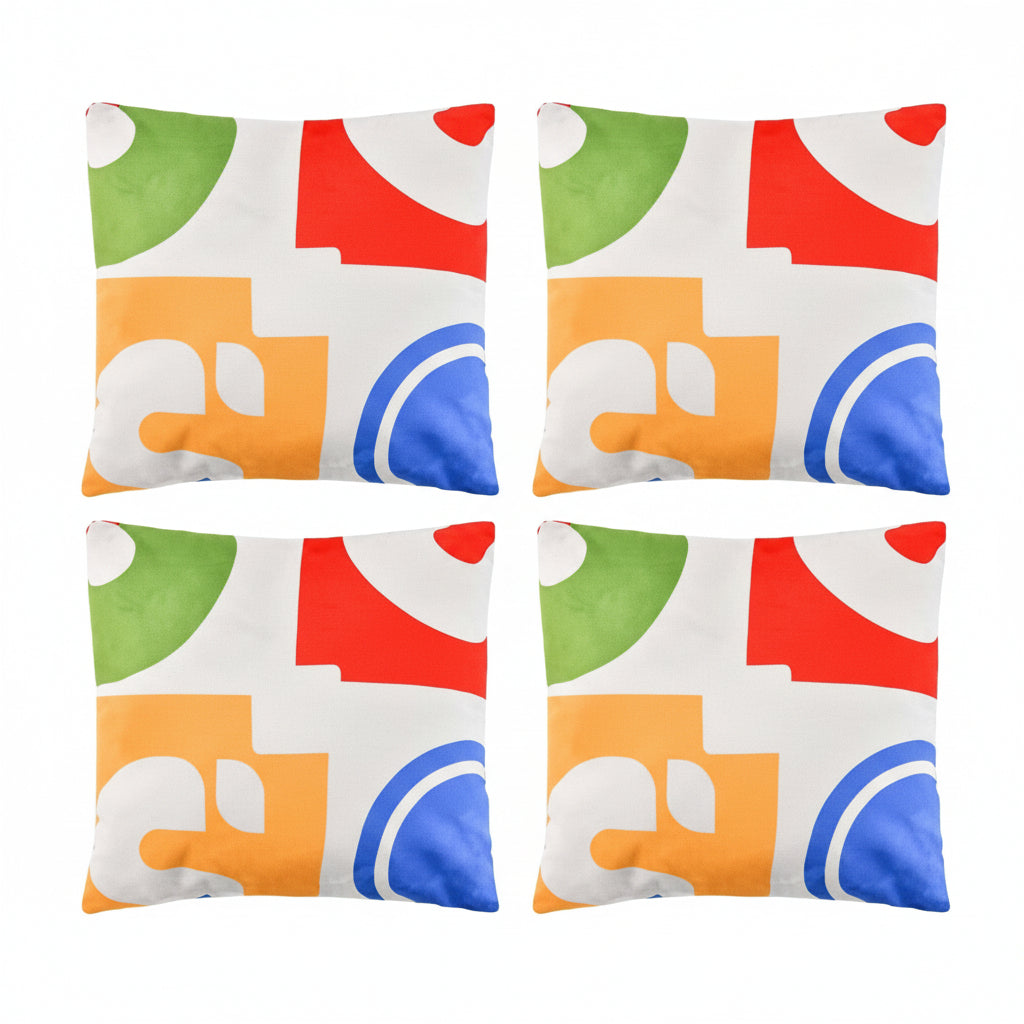 Costway 4 PCS Square Throw Pillows Removable & Washable Velvet Pillow 18''x18'' Red