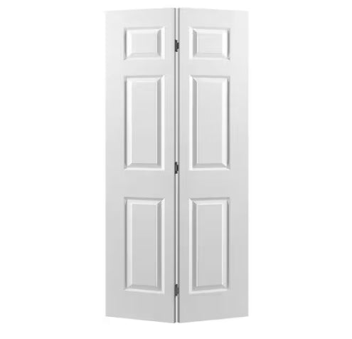 Masonite 36 in. x 80 in. 6 Panel Painted White Hollow-Core Textured Composite Bi-fold Interior Door