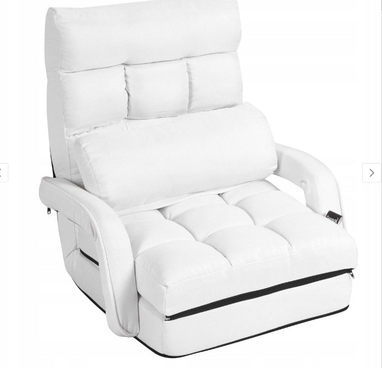 Reclining armchair - COUCH, white, with adjustable backrest, foldable