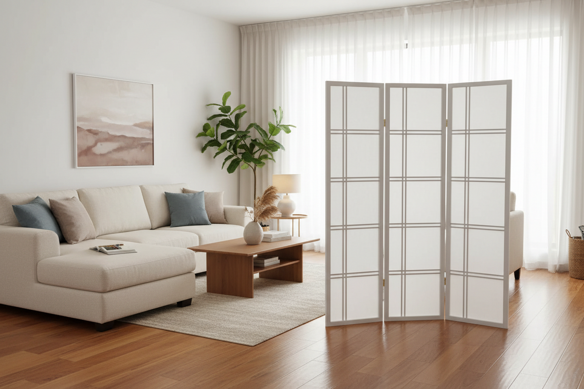 Red Lantern 5 ft. White 6-Panel Room Divider