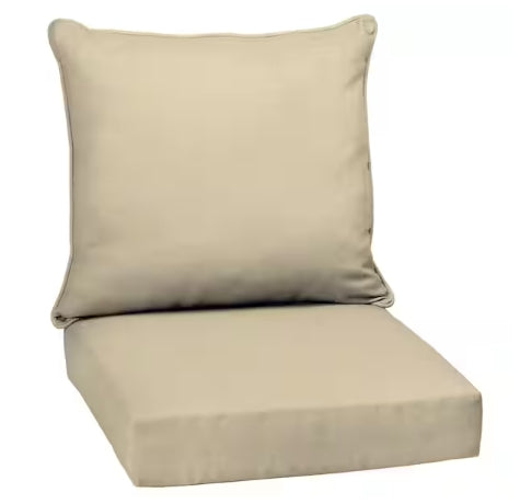 ARDEN 24 in. x 24 in. 2-Piece Deep Seating Outdoor Lounge Chair Cushion in Tan Leala