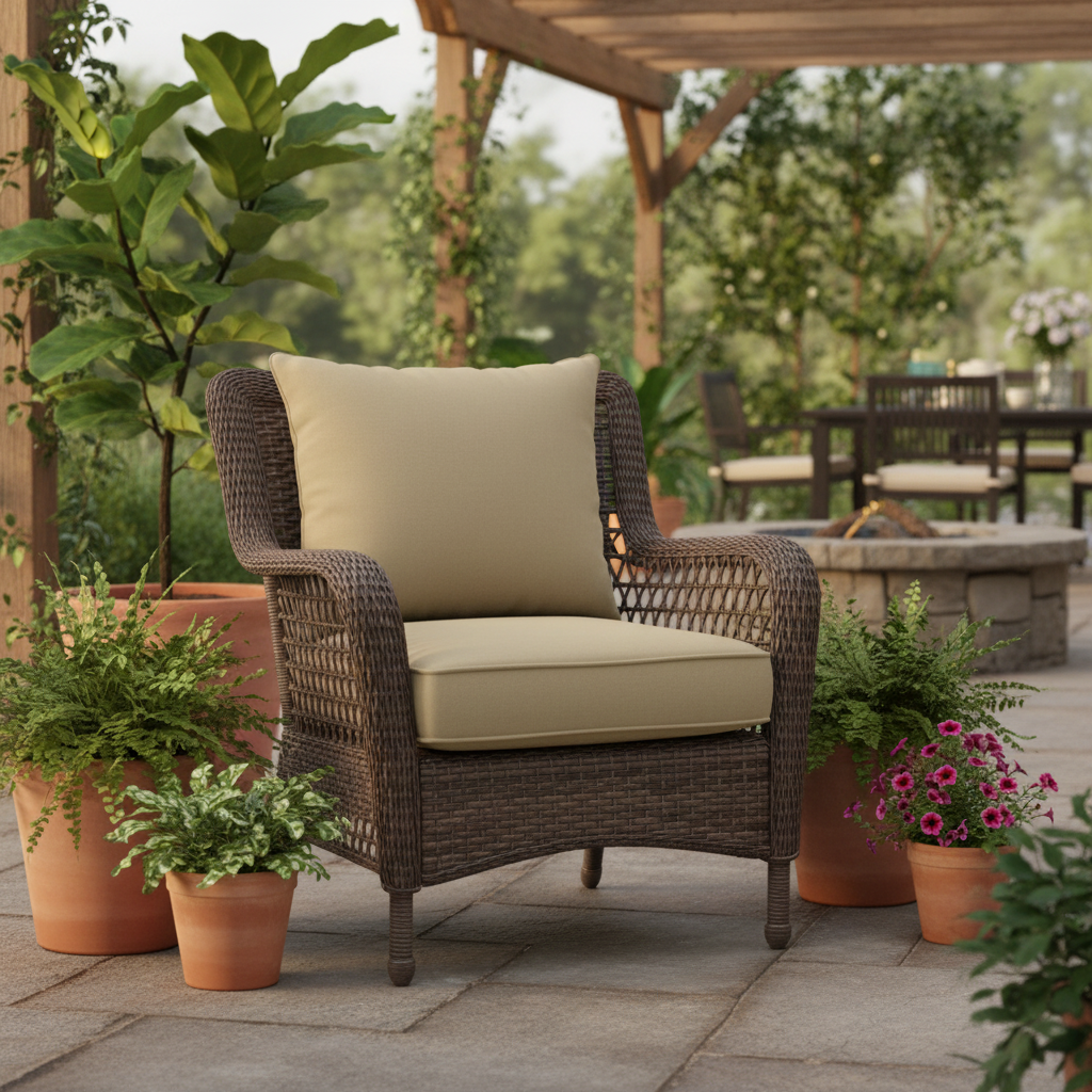 ARDEN 24 in. x 24 in. 2-Piece Deep Seating Outdoor Lounge Chair Cushion in Tan Leala