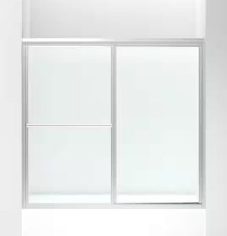 STERLING Deluxe 55-60 in. W x 56 in. H Framed Sliding Tub Door in Silver with 1/8 in. Thick Tempered Rain Glass