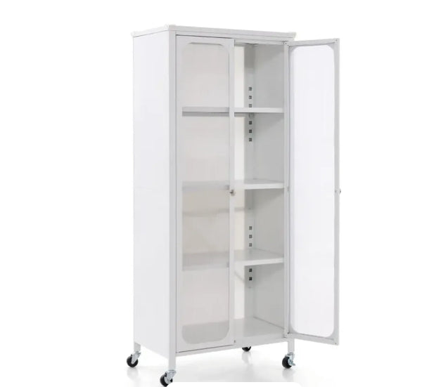 Storage Cabinet with Wheels and Adjustable Shelves