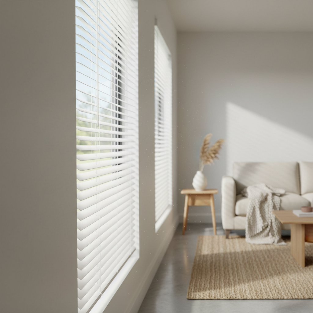 Style Well White Cordless Room Darkening Vinyl Mini Blinds with 1 in. Slats-23 in. W x 48 in. L (Actual Size 22.5 in. W x 48 in. L)