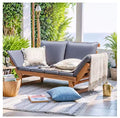 Tozey 78 in. Brown Acacia Wood Outdoor Convertible Sofa Patio Day Bed with Cool Gray Cushion