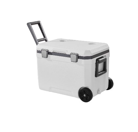 VEVOR Portable Cooler, 45 QT Wheeled Cooler with Ice Retention, Heavy-Duty Handles and Cup Holder, Lightweight Rigid Material Insulated Portable Cooler, Suitable for Family Picnics and Long Trips