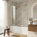 VIGO Elan 56 to 60 in. W x 66 in. H Sliding Frameless Tub Door in Matte Brushed Gold with 3/8 in. Clear Tempered Glass