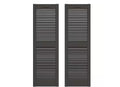 Builders Edge 14.5 in. x 60 in. Louvered Vinyl Exterior Shutters Pair in Tuxedo Grey