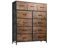 WLIVE Tall Dresser for Bedroom, Fabric Dressers Storage Tower, Dresser & Chest of Drawers Organizer Unit with 11 Drawers, Storage Cabinet, Hallway, Closets, Steel Frame, Wood Top, Rustic Brown