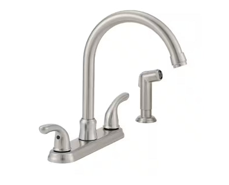 Glacier Bay Builders Double Handle Standard Kitchen Faucet with Side Sprayer in Stainless Steel