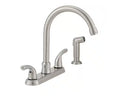 Glacier Bay Builders Double Handle Standard Kitchen Faucet with Side Sprayer in Stainless Steel