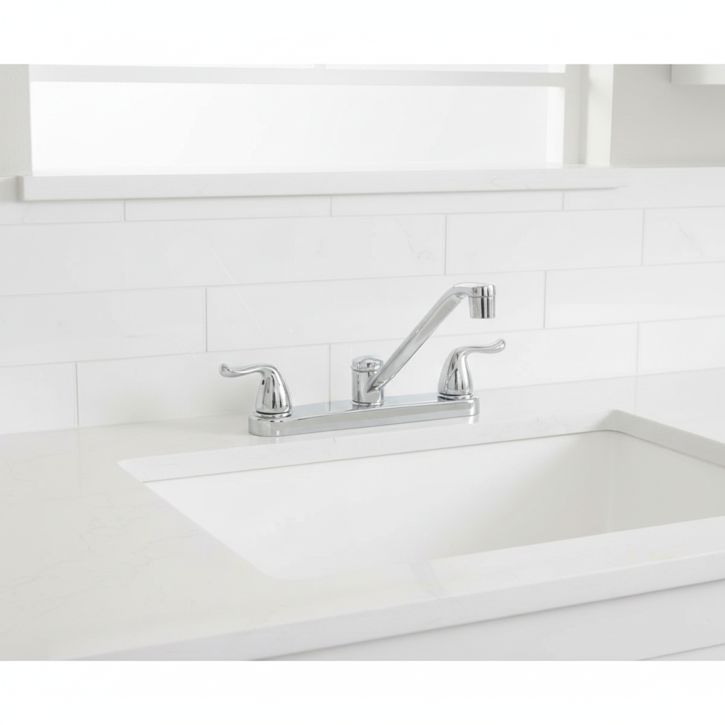 Glacier Bay Constructor Double Handle Standard Kitchen Faucet in Chrome